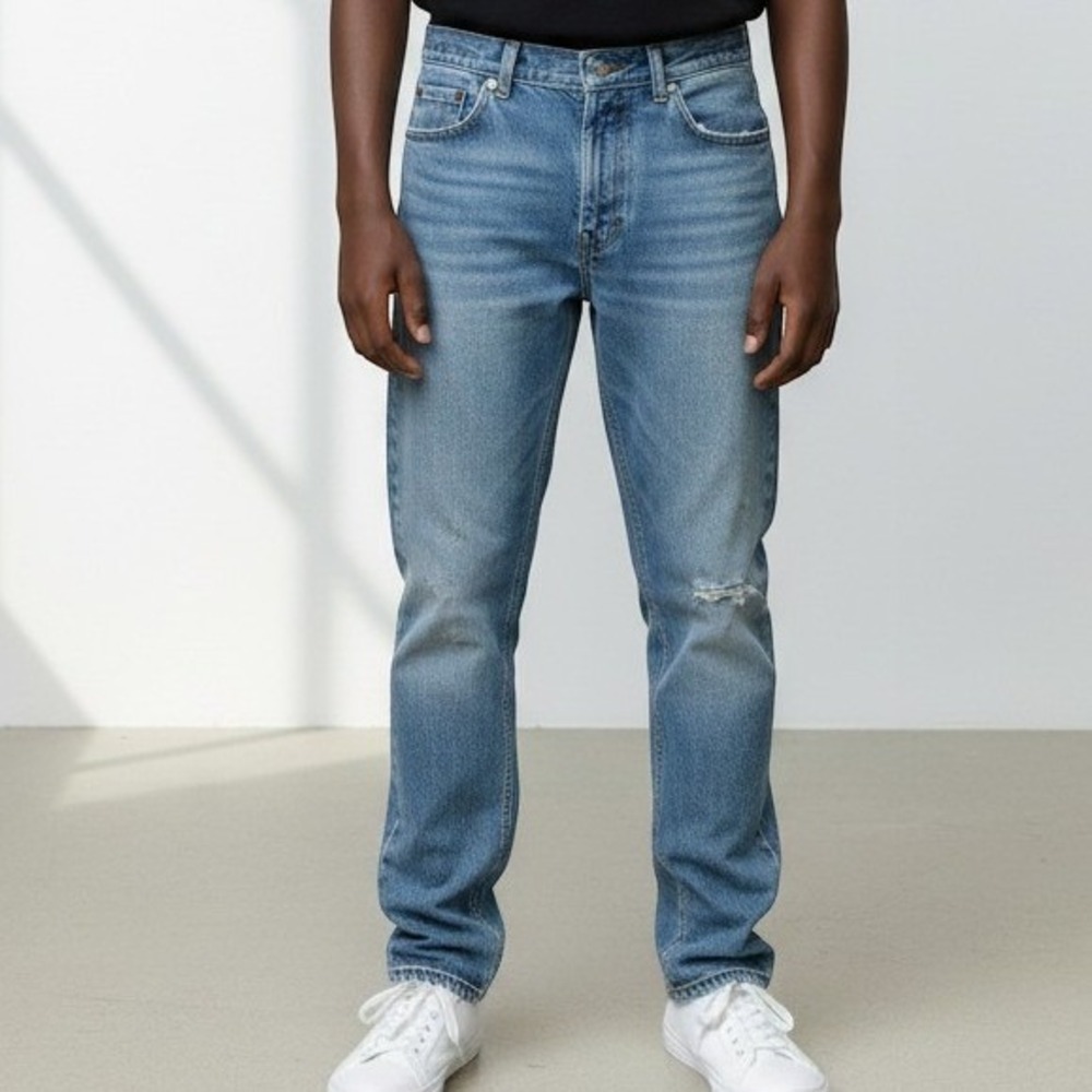 Levis 501 Original Fit Jeans Mens 35x32 Blue Distressed Straight Leg Denim Pants